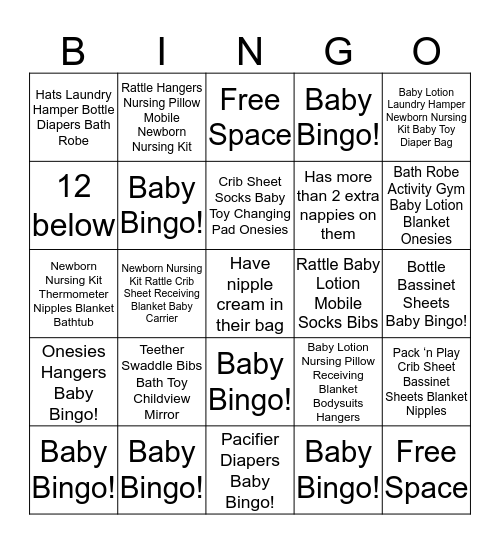 Baby Date Bingo  Bingo Card