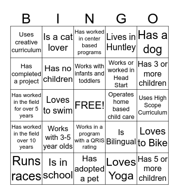 Find Someone Who? Bingo Card