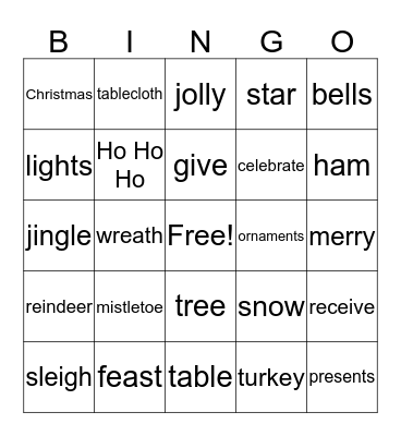 Holiday Bingo Card
