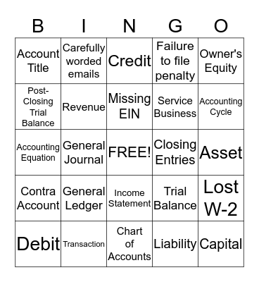 Accounting Bingo Card