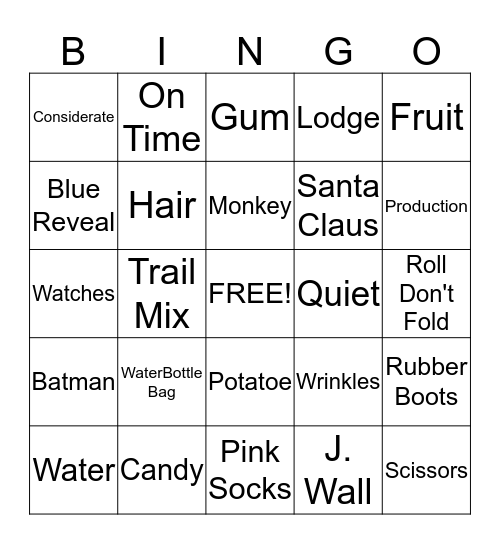 Passion Play Wardrobe Bingo Card