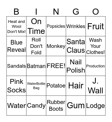 Passion Play Wardrobe Bingo Card