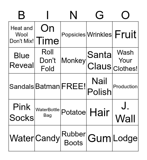 Passion Play Wardrobe Bingo Card