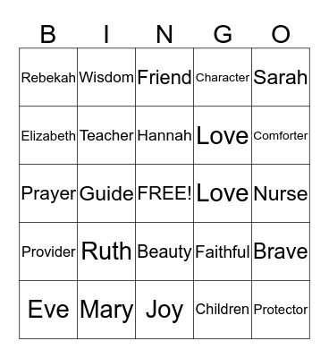 Mother's Day Bingo Card