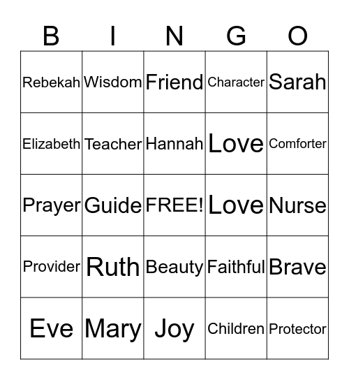 Mother's Day Bingo Card