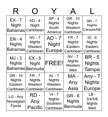 Royal Bingo Card