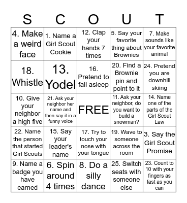 Girl Scout Bingo Card