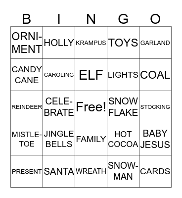 CHRISTMAS BINGO Card