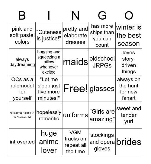 Erin vibes bingo Card