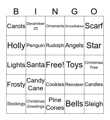 Chrsitmas Bingo Card