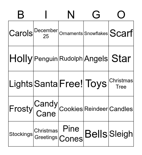 Chrsitmas Bingo Card