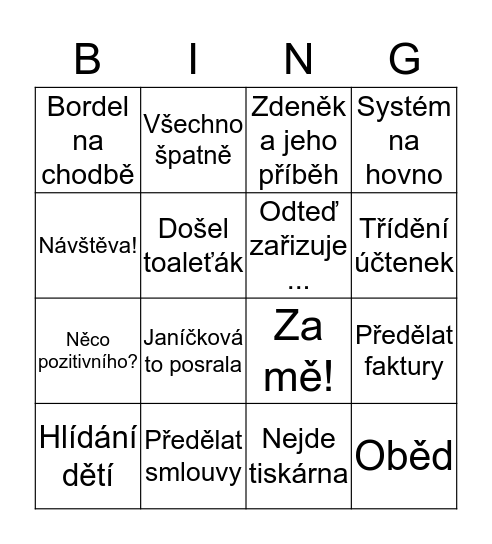 Bingo! Bingo Card