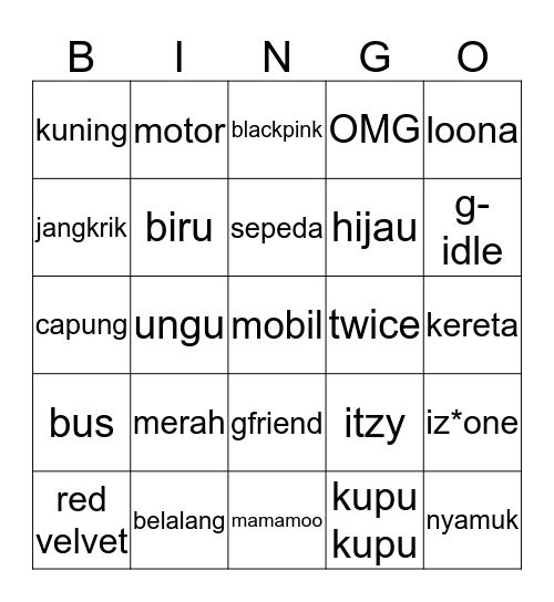 main sama buna. Bingo Card