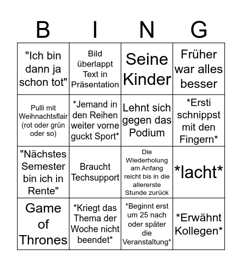 Kloster 1.0 Bingo Card