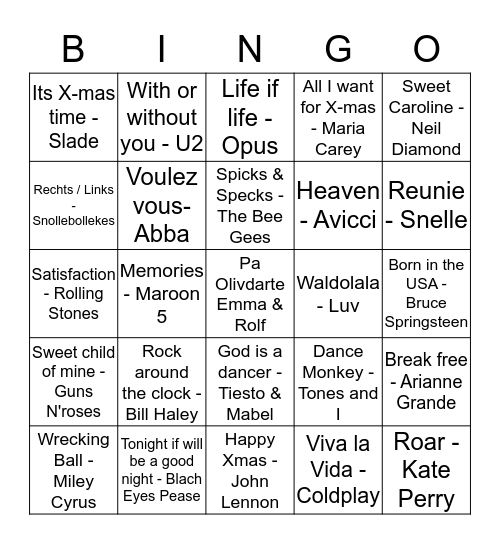BMN Hitjes Bingo Card