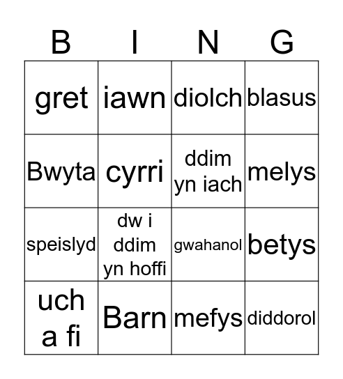 Creision Bingo Card