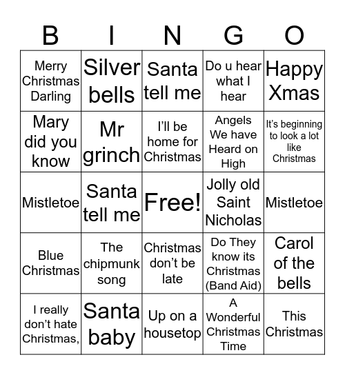 Moreland Christmas Bingo Card
