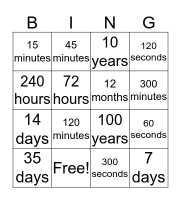 Bingo Time Bingo Card