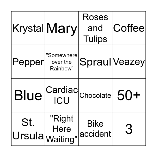 Mom Bingo Card