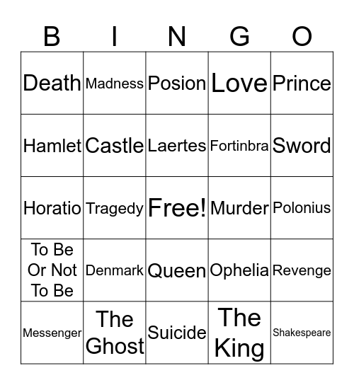 Hamlet Bingo  Bingo Card