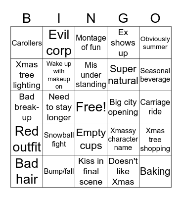 Hallmark Christmas Bingo Card