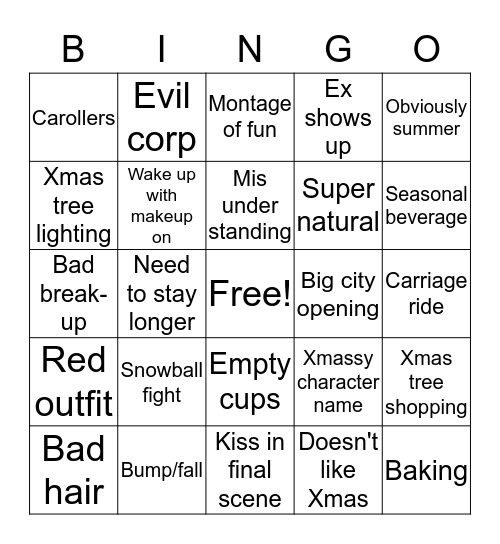 Hallmark Christmas Bingo Card