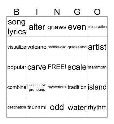 Grade 3 Bingo Card