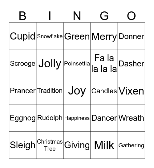 BINGO - Holiday Edition!  Bingo Card
