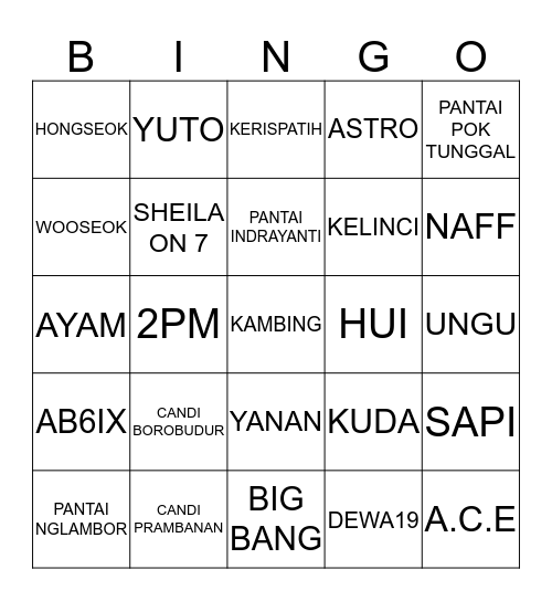 BINGO GLICO Bingo Card