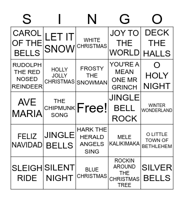 CHRISTMAS BINGO Card