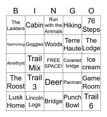 TURKEY RUN 2014 Bingo Card