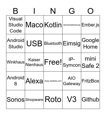 mediola Bingo Card
