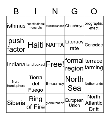 Fall Semester Bingo H Bingo Card