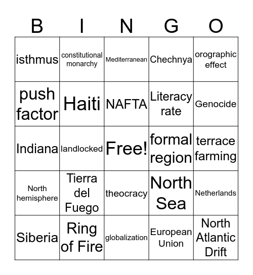 Fall Semester Bingo H Bingo Card