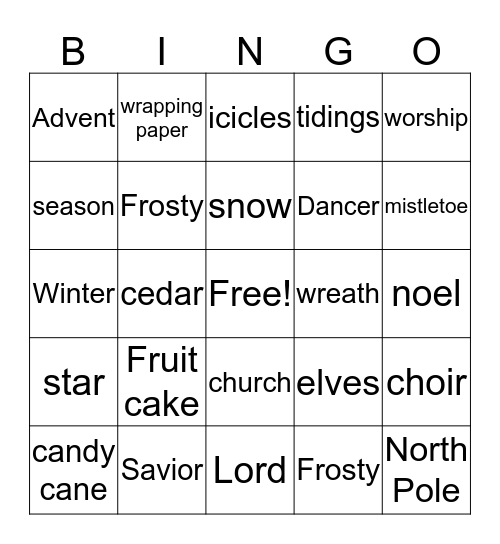 Christmas BINGO Card