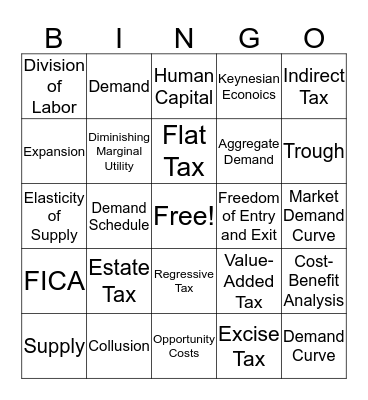 Economics BINGO Card