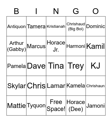 Family Bingoooo! Bingo Card