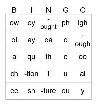 Letter Sounds Bingo Card
