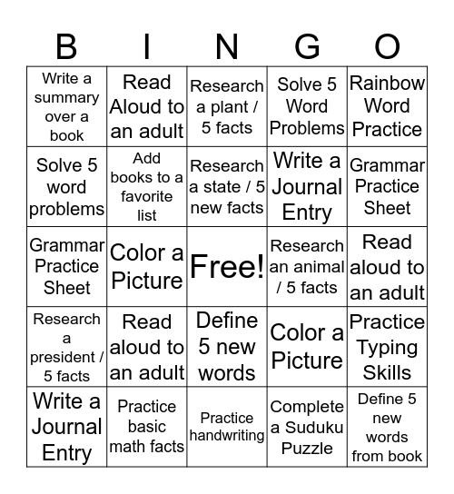 I'm Finished, now what?!? Bingo Card