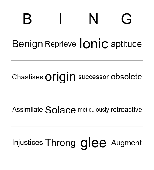 Giver Chalupecky Bingo Card