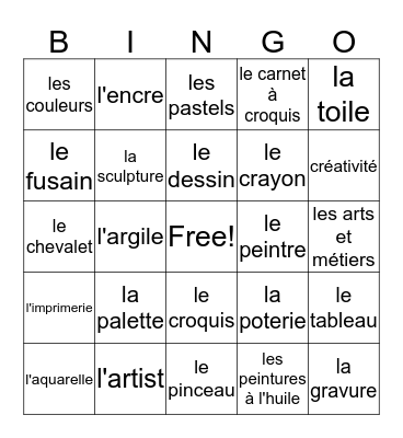 Français Art Bingo Card