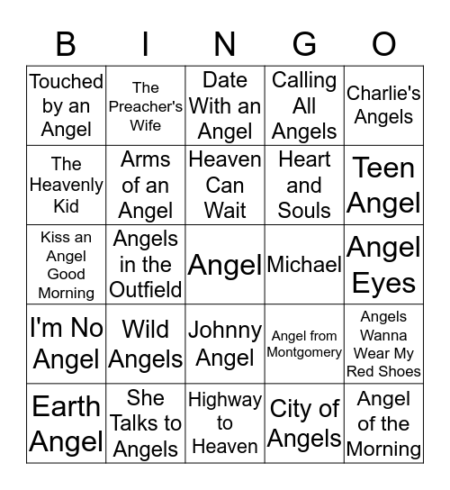 Angel Bingo Card