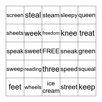 Long E Bingo Card