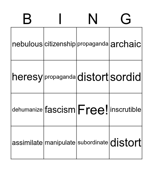 1984-AP LIT Bingo Card