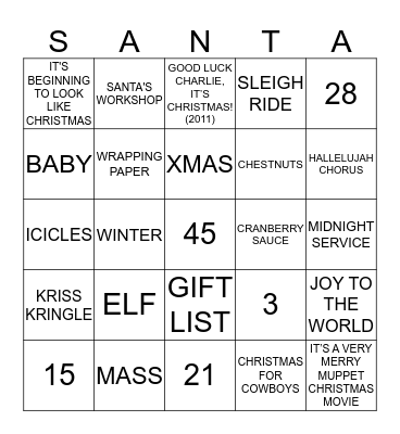 MERRY CHRISTMAS Bingo Card