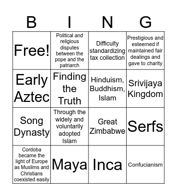 WHAP Review Bingo Card