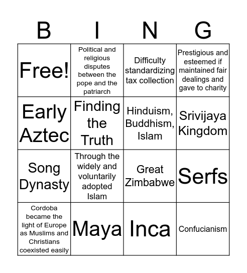 WHAP Review Bingo Card