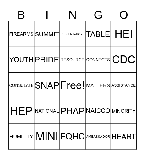 Health Equity Highlight BINGO Card