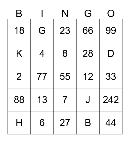 JULEBORD 2019 Bingo Card