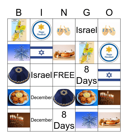 Hanukkah Bingo Card